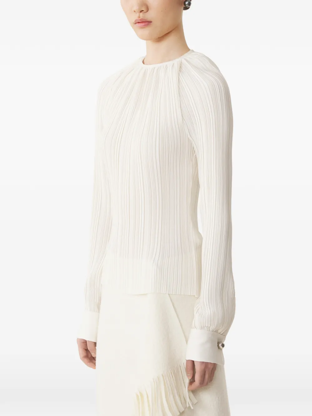 Lanvin Top met knopen en plissé-effect Wit