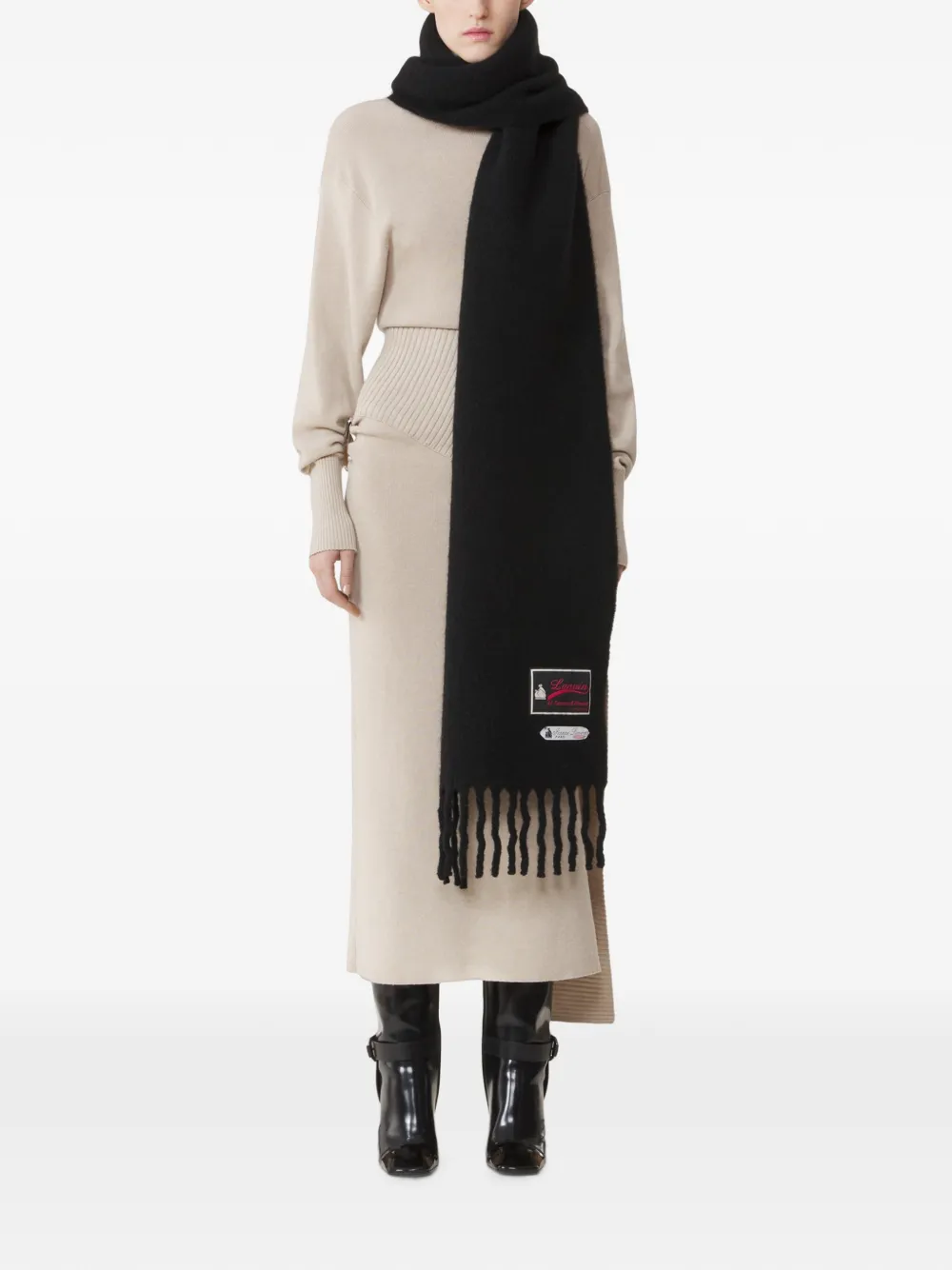 Lanvin Sjaal met logopatch Zwart