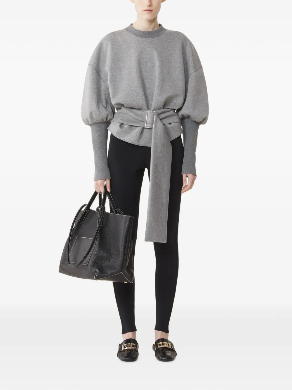 Lanvin Sweater van dubbelzijdig jersey met ceintuur Grijs