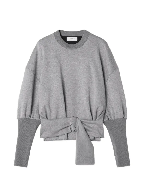 Lanvin Belted Sweatshirt in Double-faced Jersey in Grey