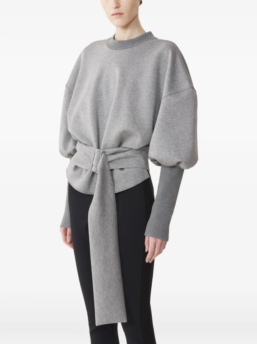 Lanvin Sweater van dubbelzijdig jersey met ceintuur Grijs