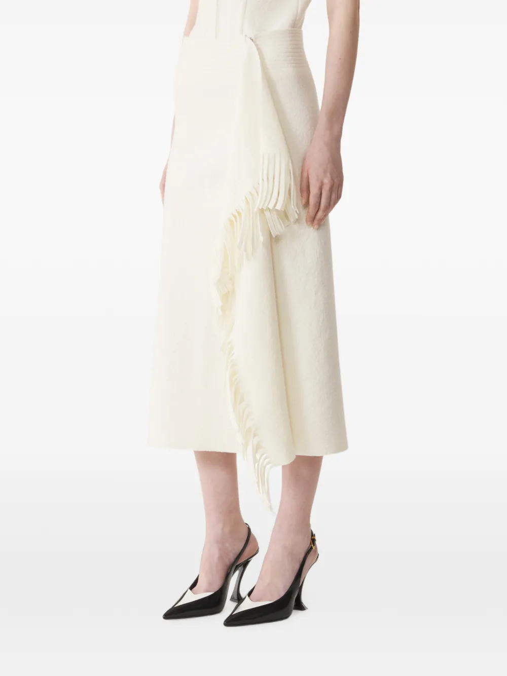 Lanvin Gebreide katoenen rok met franje Wit