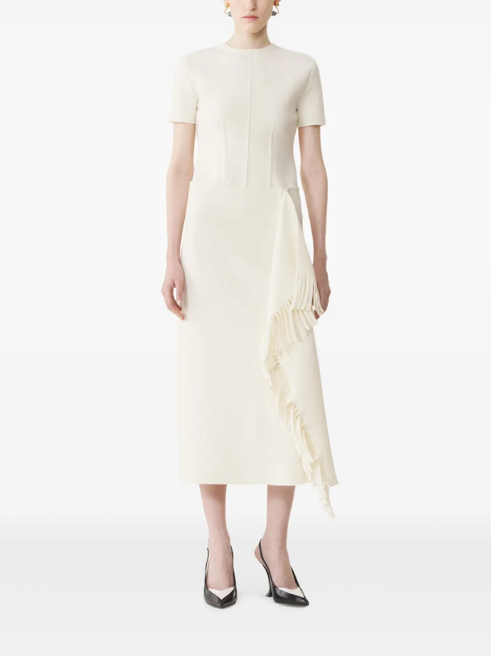 Lanvin Gebreide katoenen rok met franje Wit