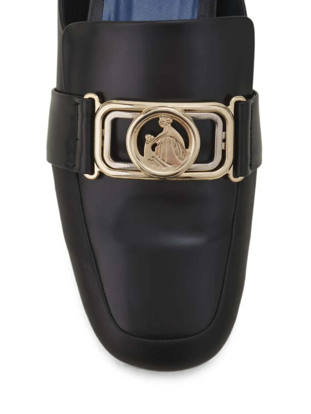 Lanvin logo-plaque leather loafers Zwart