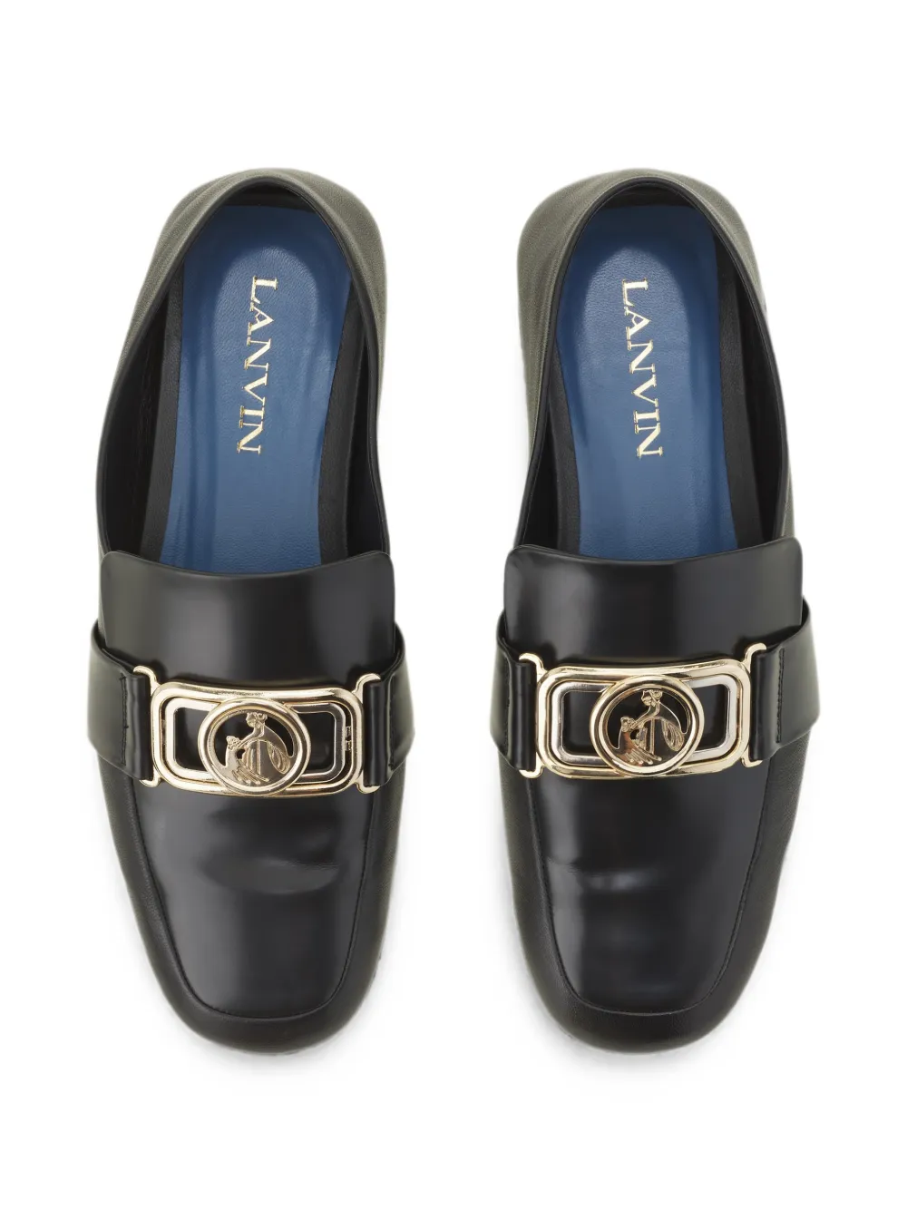 Lanvin logo-plaque leather loafers Zwart