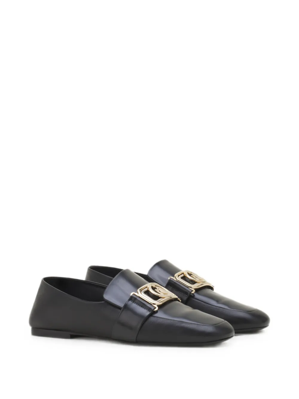 Lanvin logo-plaque leather loafers Zwart