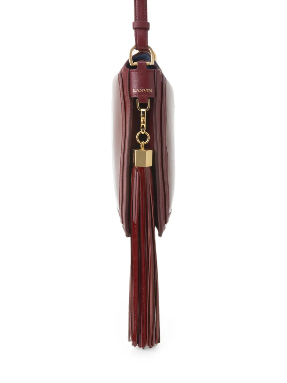 Lanvin Leren tassenbedel met pompon Rood