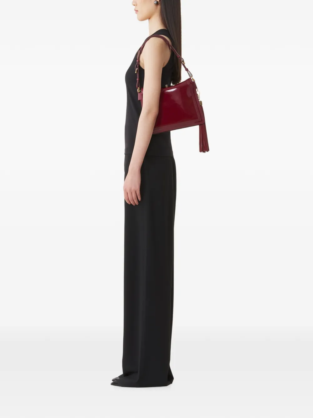 Lanvin Leren tassenbedel met pompon Rood