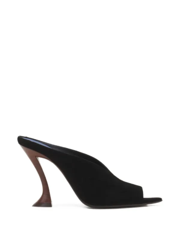 Lanvin Midnight Step Mules in Suede in Black