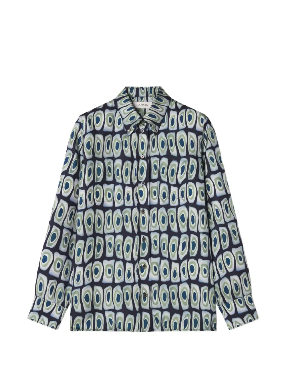 Lanvin 抽象印花真丝衬衫 | 蓝色 | Image 1