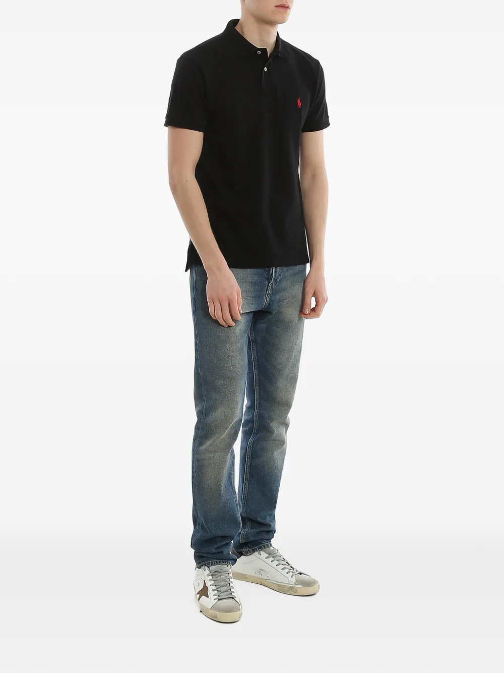 Polo Ralph Lauren Slim-fit poloshirt met geborduurd logo Zwart