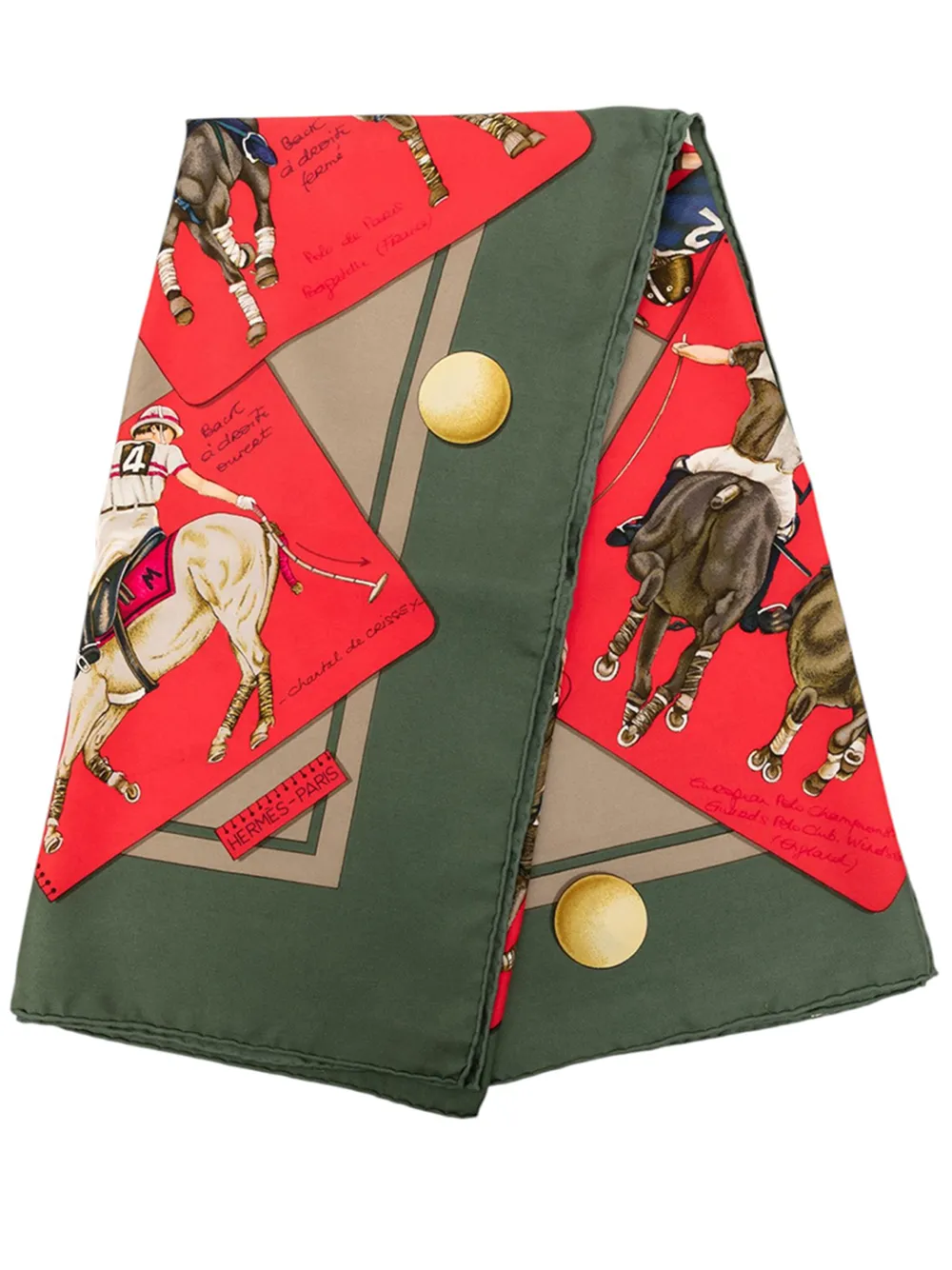 Hermès Pre-Owned 1978-1987 Le Monde du Polo Silk Scarf 90 scarves - Verde