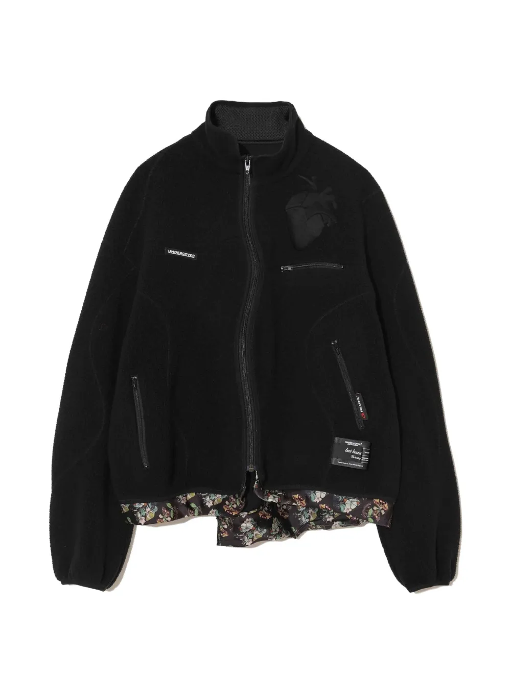 Undercover heart-patch fleece jacket - Schwarz