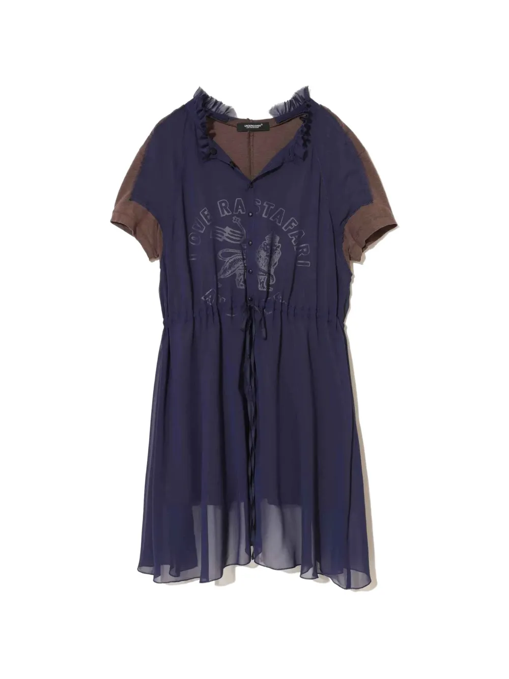 Undercover ruffled-trim graphic-print midi dress - Blu