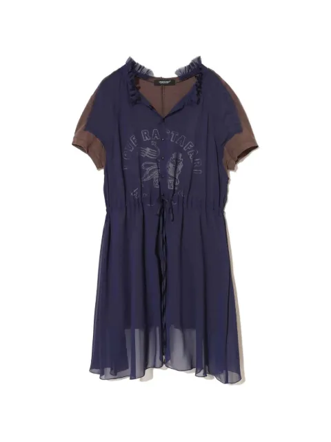 Undercover ruffled-trim graphic-print midi dress