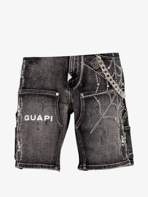GUAPI spiderweb-motif rhinestone-embellished shorts