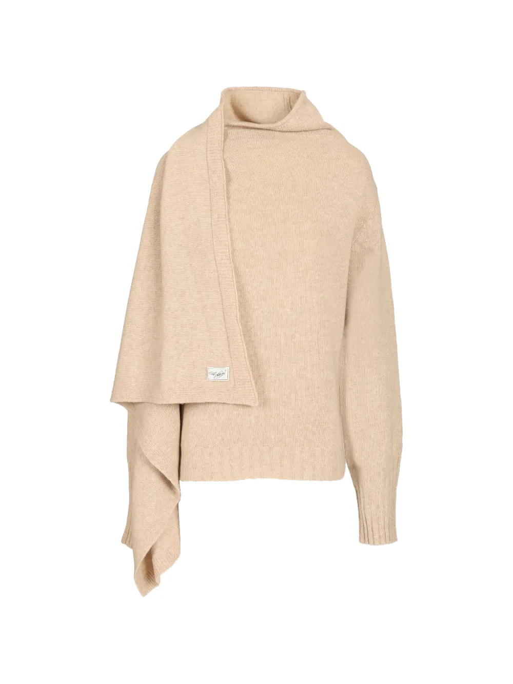 The Attico draped-detailing high-neck sweater - Nude