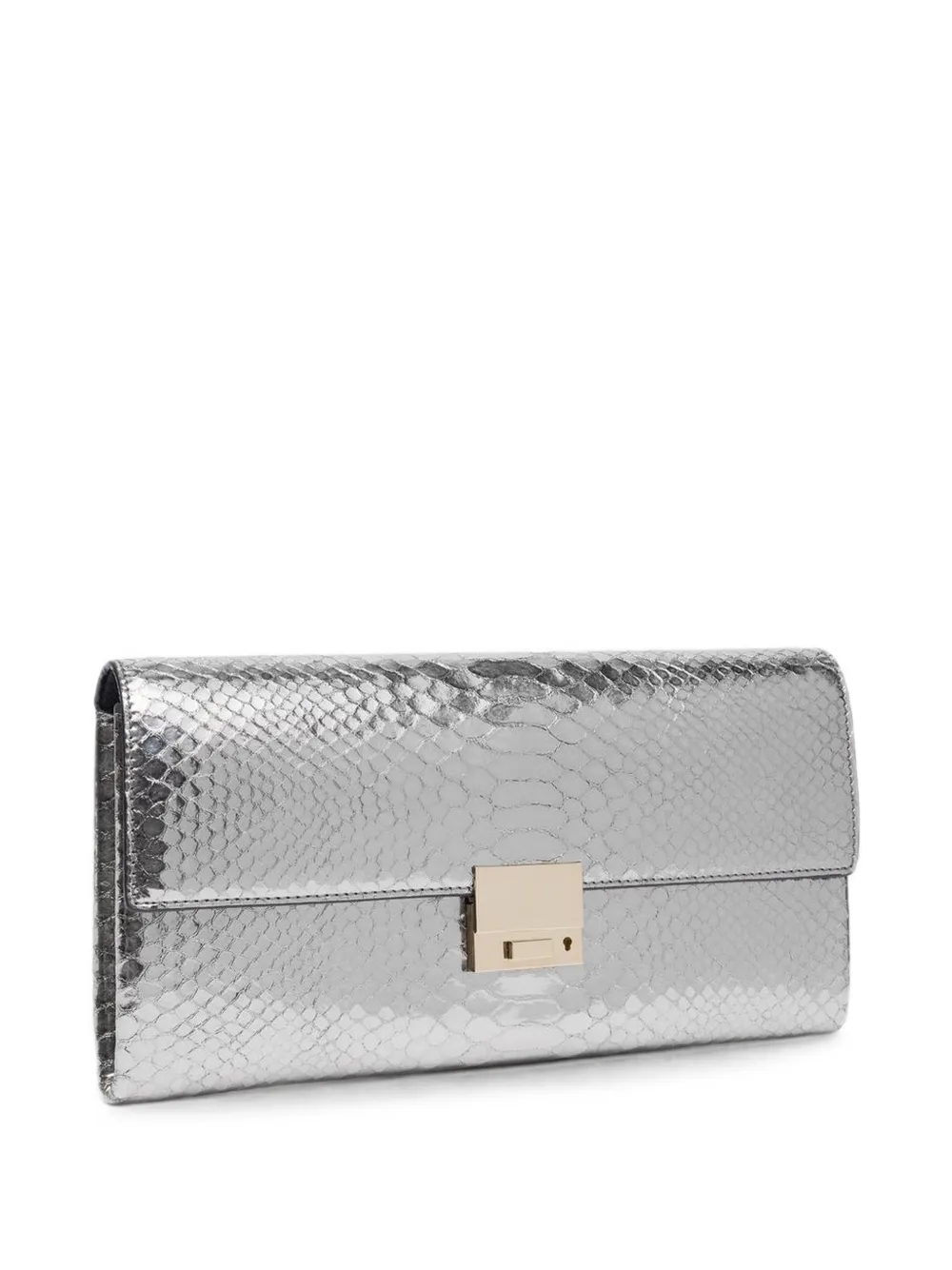 TOM FORD Clutch met python-effect en drukslot Zilver