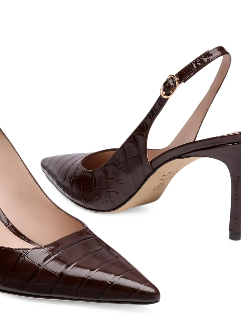 Stuart Weitzman Power croc-effect slingback heeled pumps Bruin