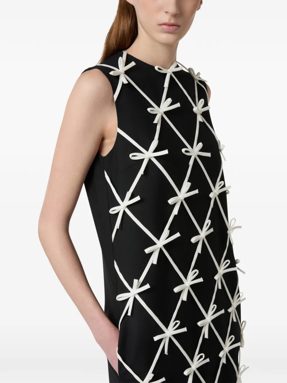 Moschino Mini-jurk verfraaid met strik en rasterdetail Zwart
