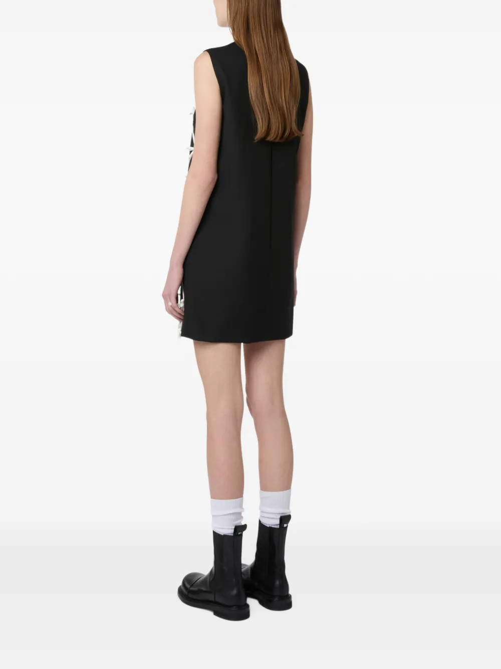 Moschino Mini-jurk verfraaid met strik en rasterdetail Zwart