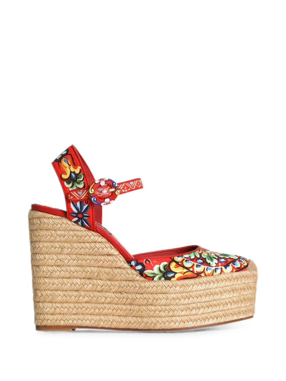 Dolce & Gabbana Sandalen met Carretto-print en sleehak Rood