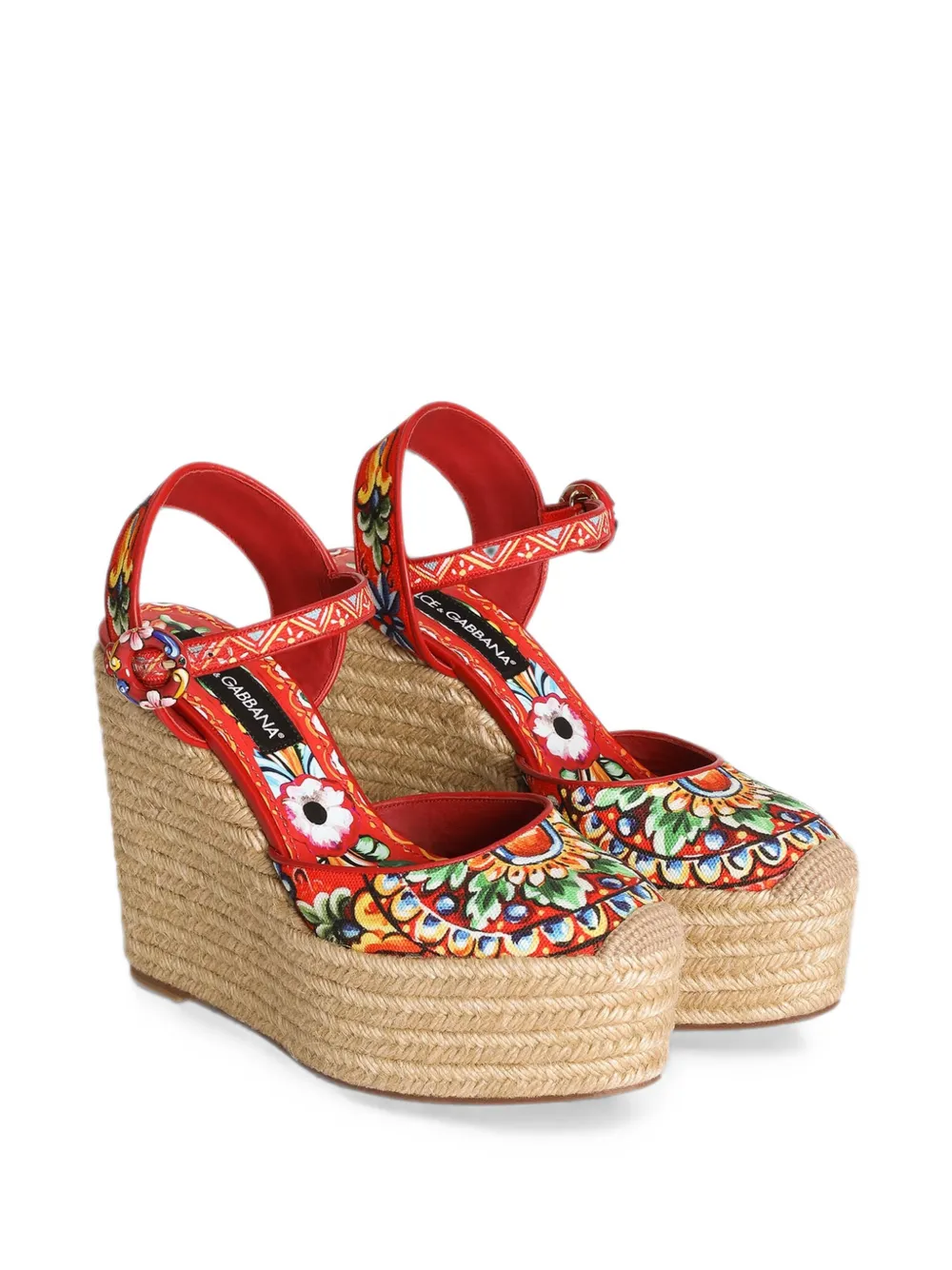 Dolce & Gabbana Sandalen met Carretto-print en sleehak Rood