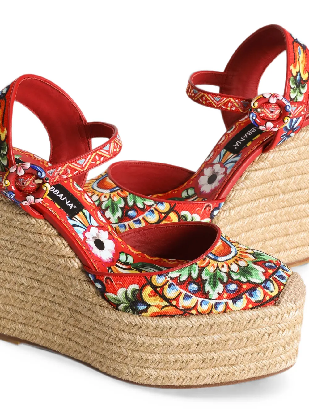 Dolce & Gabbana Sandalen met Carretto-print en sleehak Rood