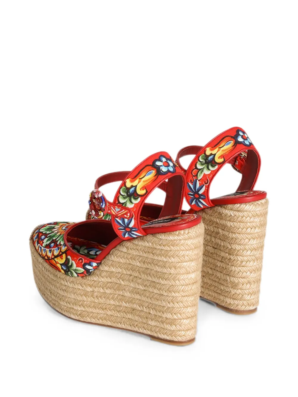 Dolce & Gabbana Sandalen met Carretto-print en sleehak Rood