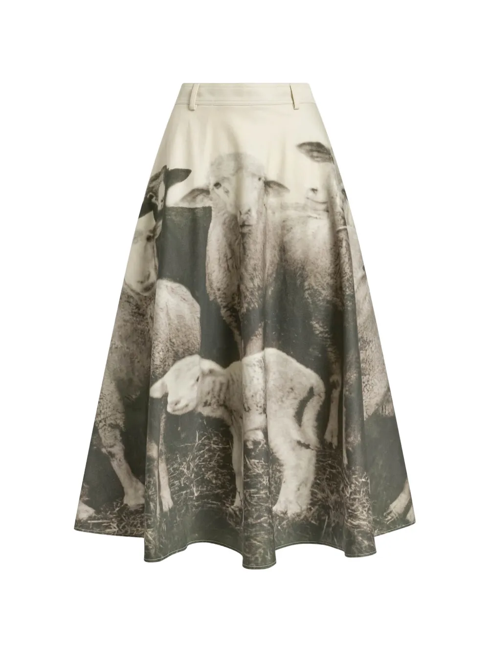 Moschino sheep-print flared midi skirt - Grigio