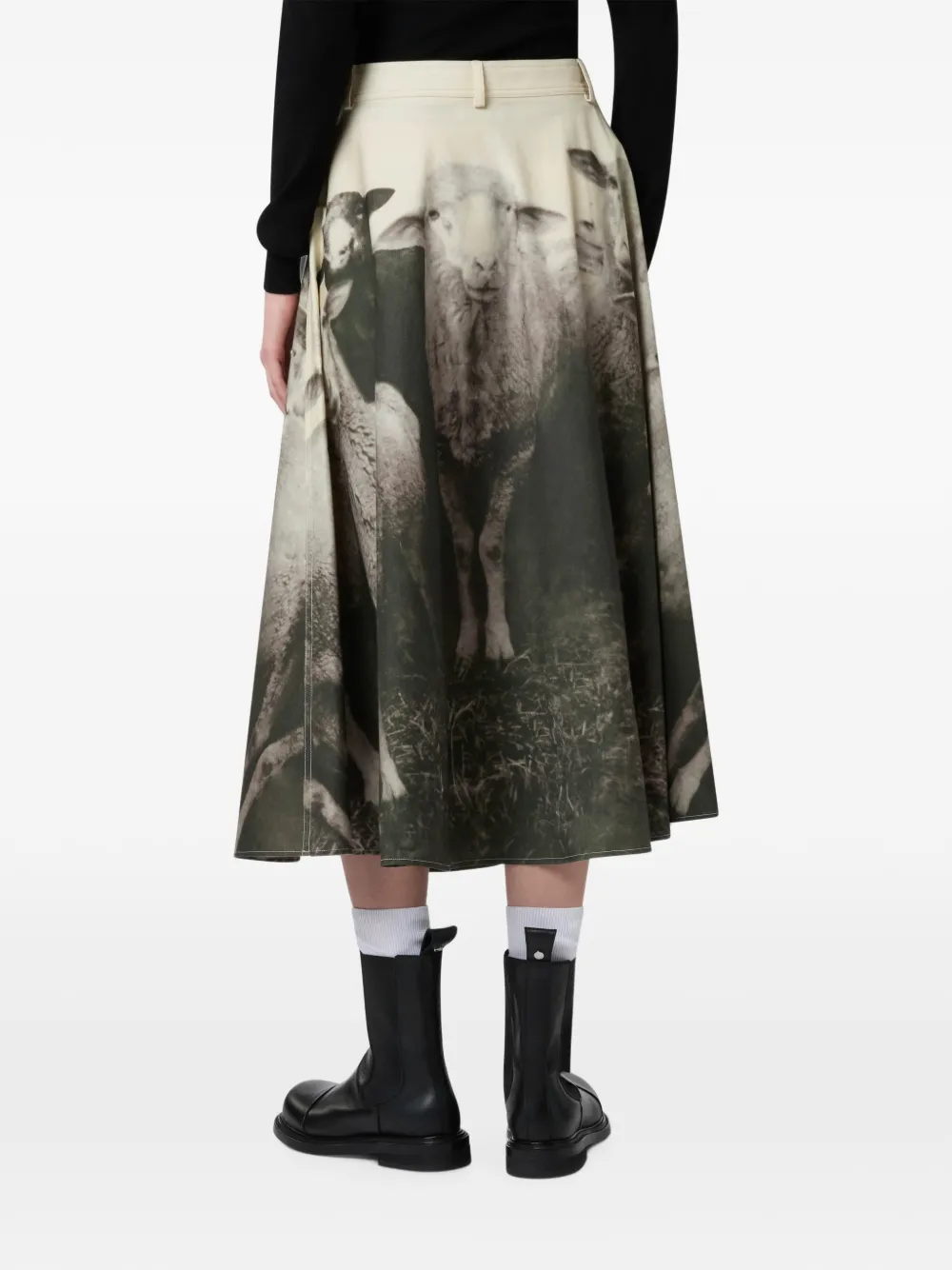 Moschino Flared midi-rok met schapenprint Grijs