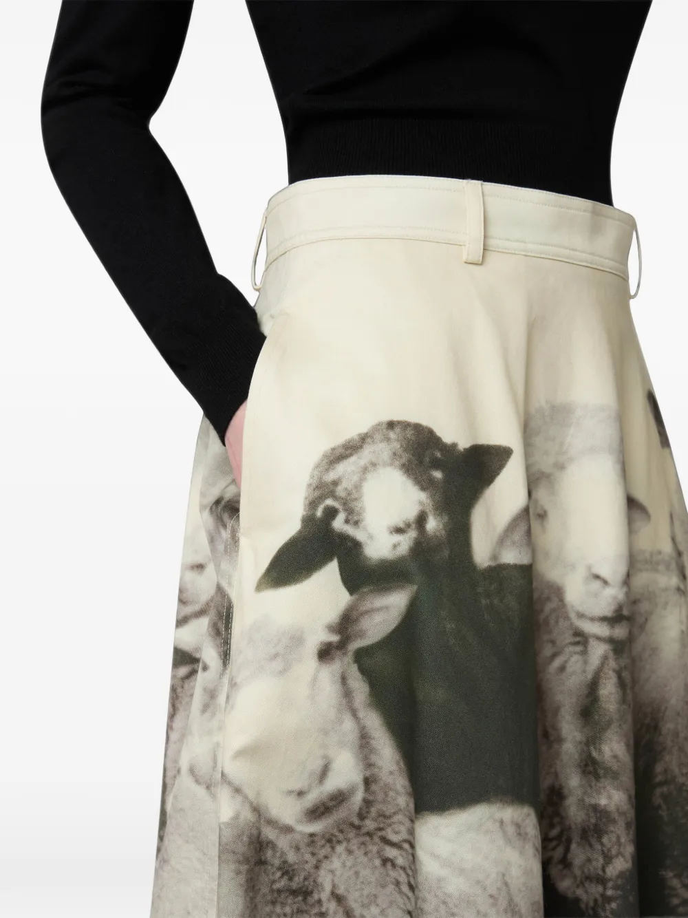 Moschino Flared midi-rok met schapenprint Grijs