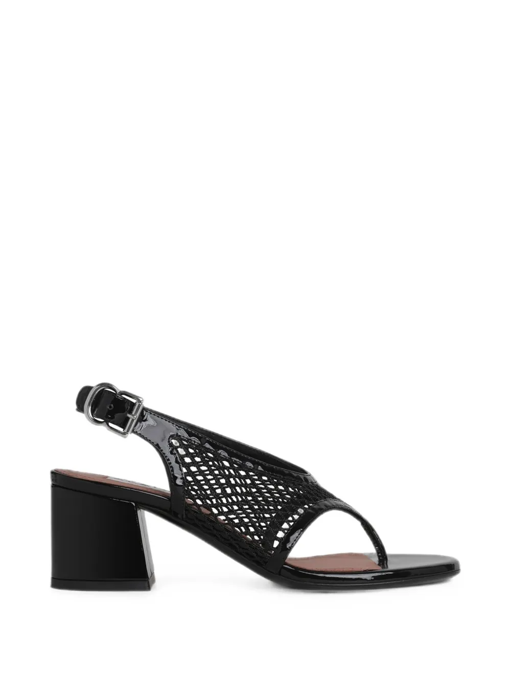 Alaïa fishnet heel sandals in patent leather | Black | Image 1