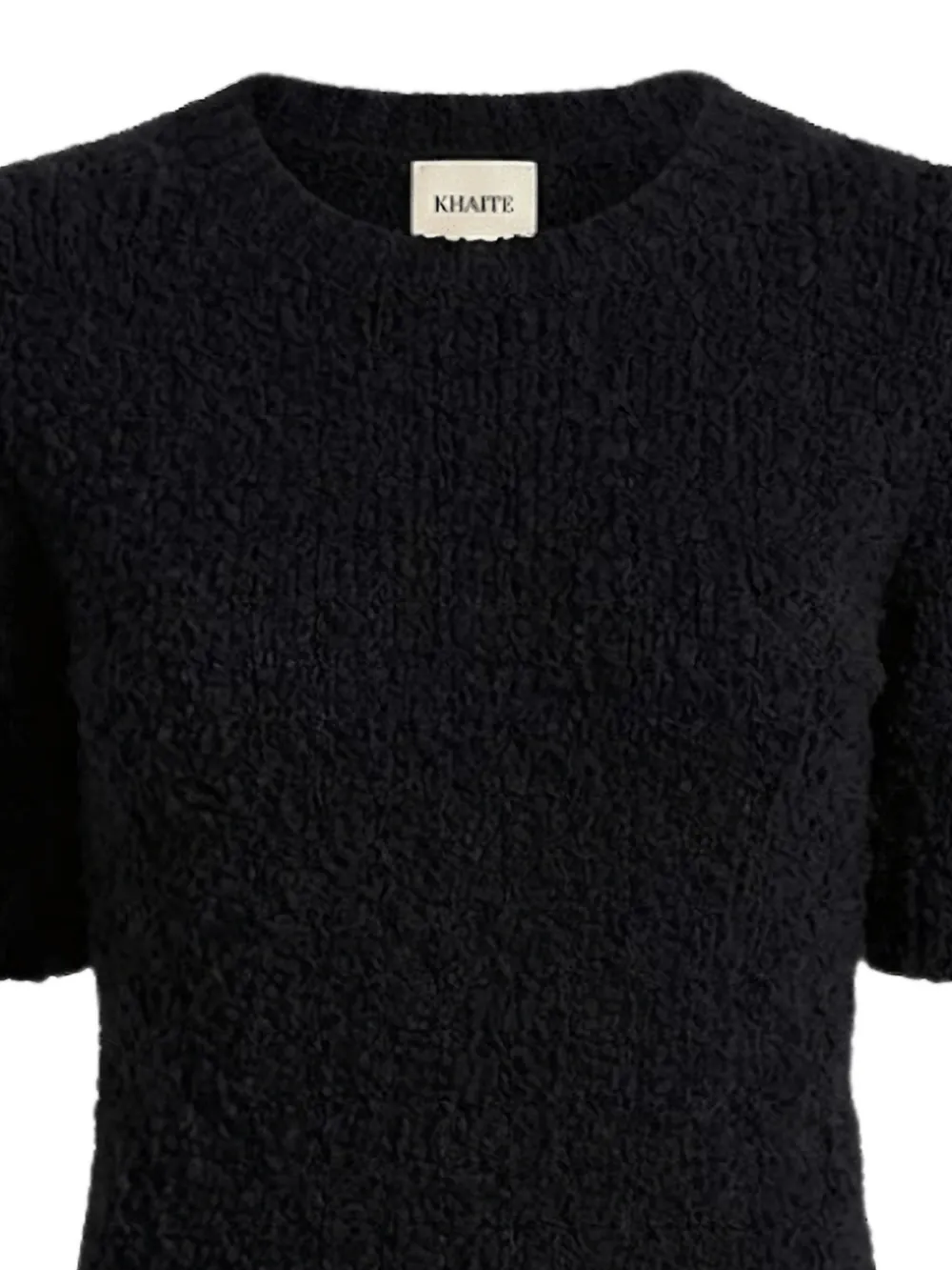 KHAITE Bouclé top met korte mouwen Zwart