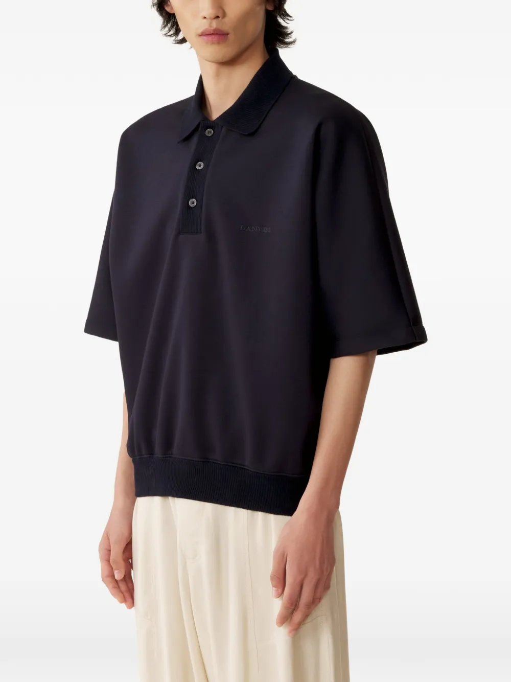 Lanvin Poloshirt met geborduurd logo Blauw