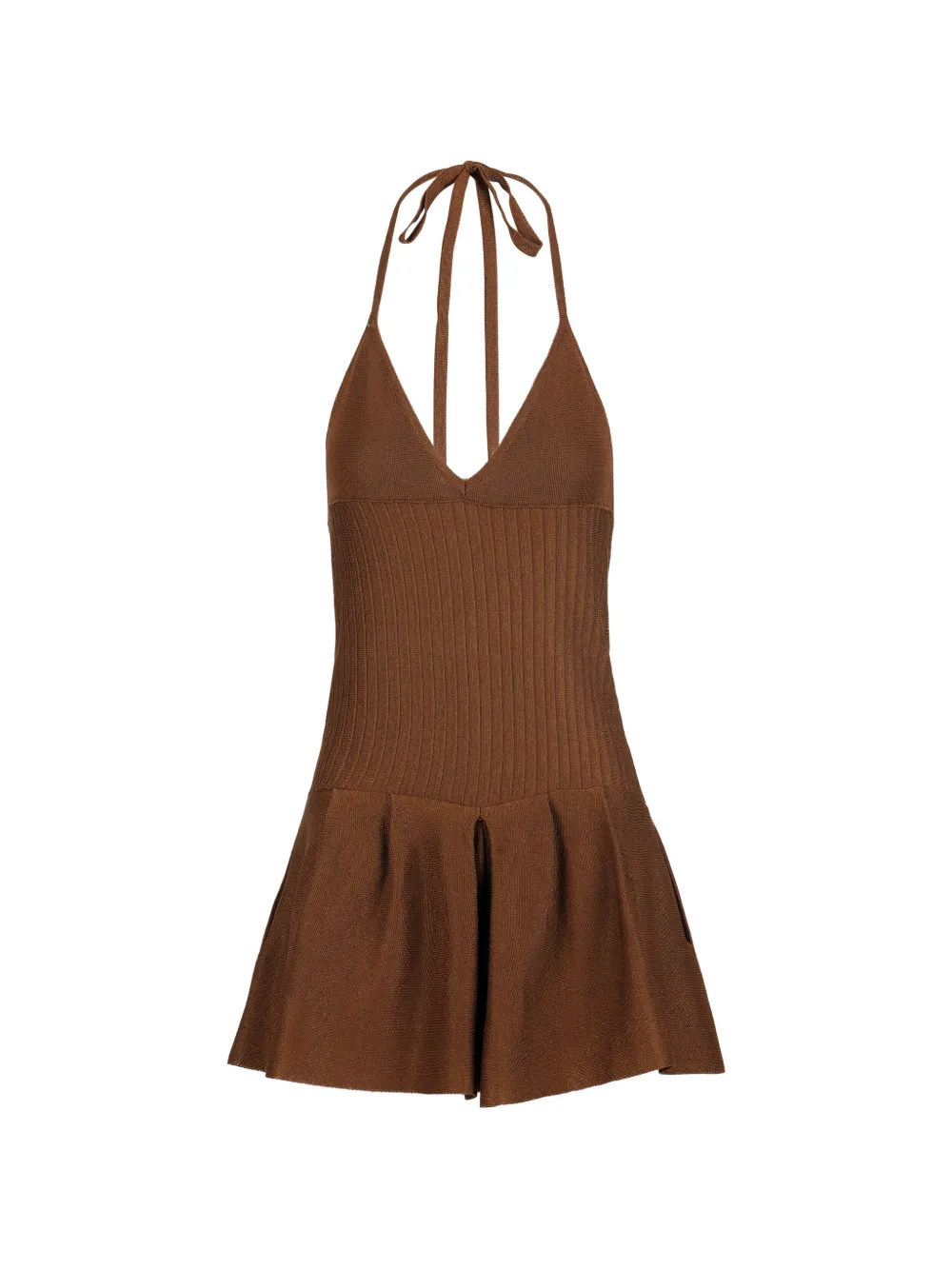 LUISA SPAGNOLI Casolare halterneck ribbed-knit mini dress - Marrone