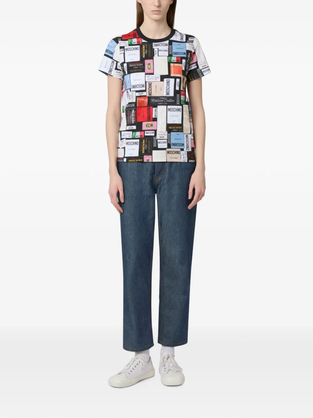 Moschino T-shirt met logoprint en ronde hals Wit