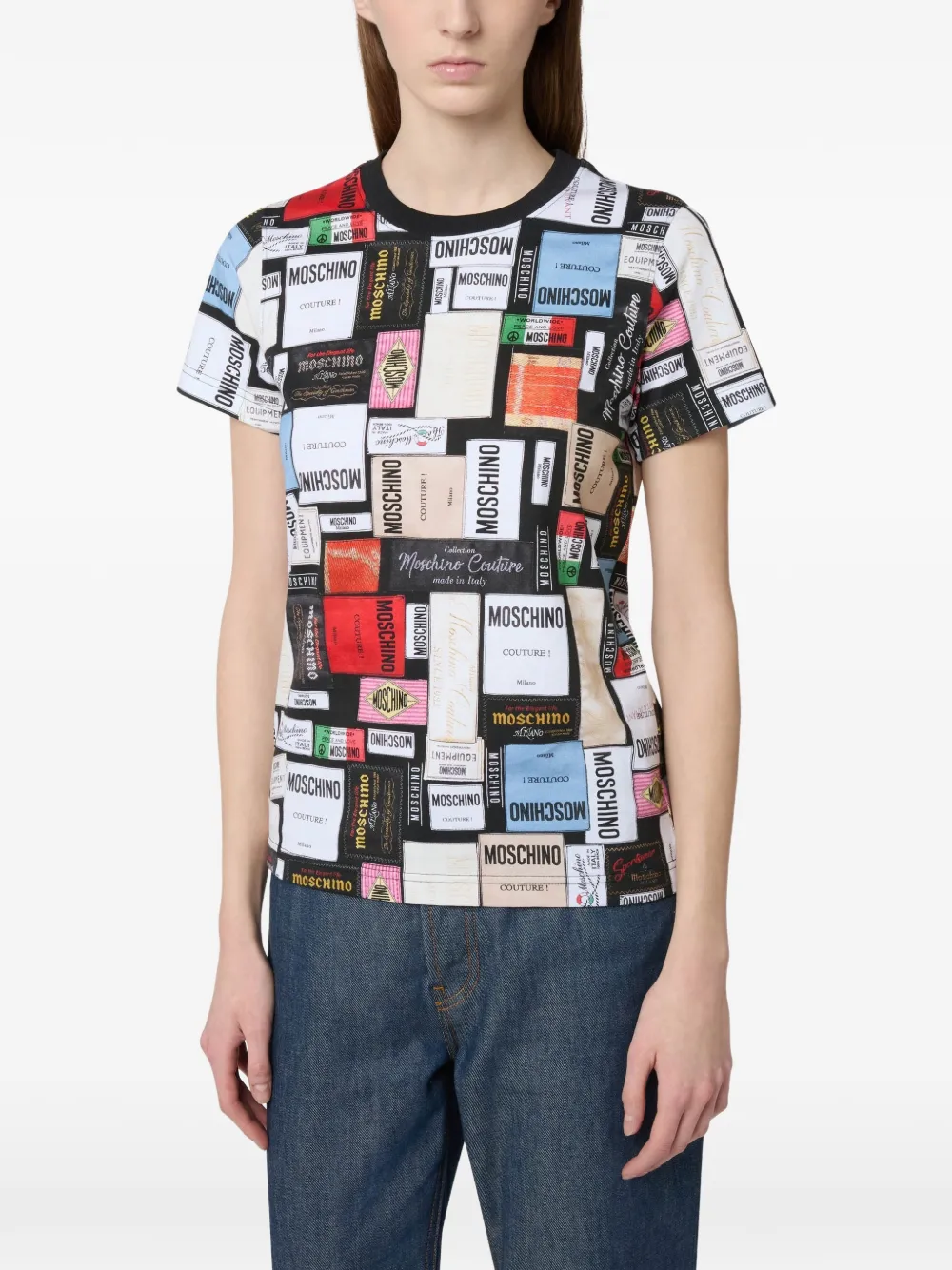 Moschino T-shirt met logoprint en ronde hals Wit