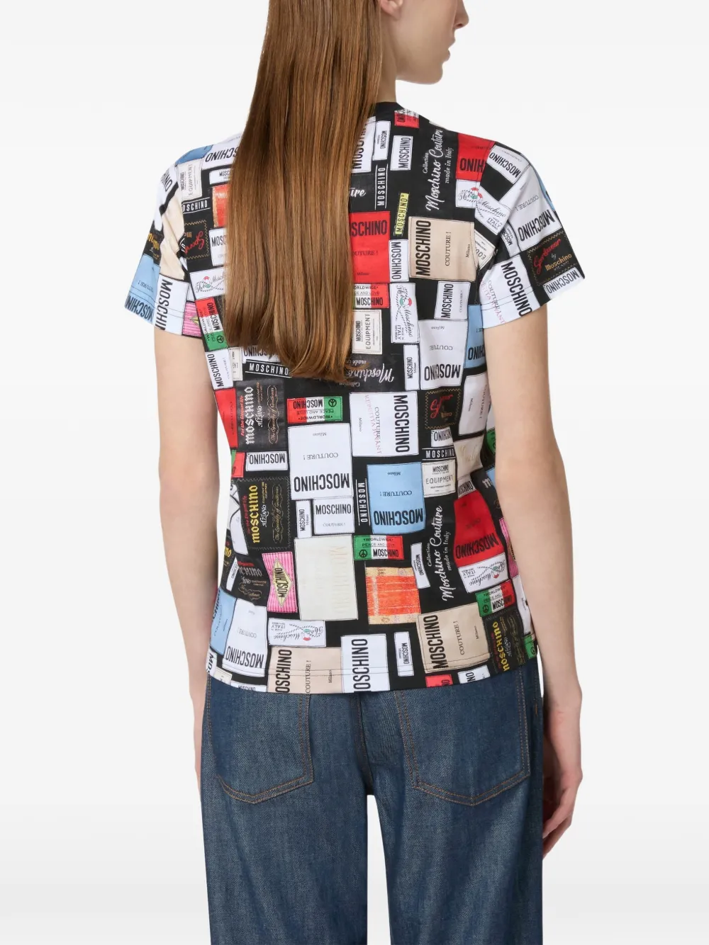 Moschino T-shirt met logoprint en ronde hals Wit