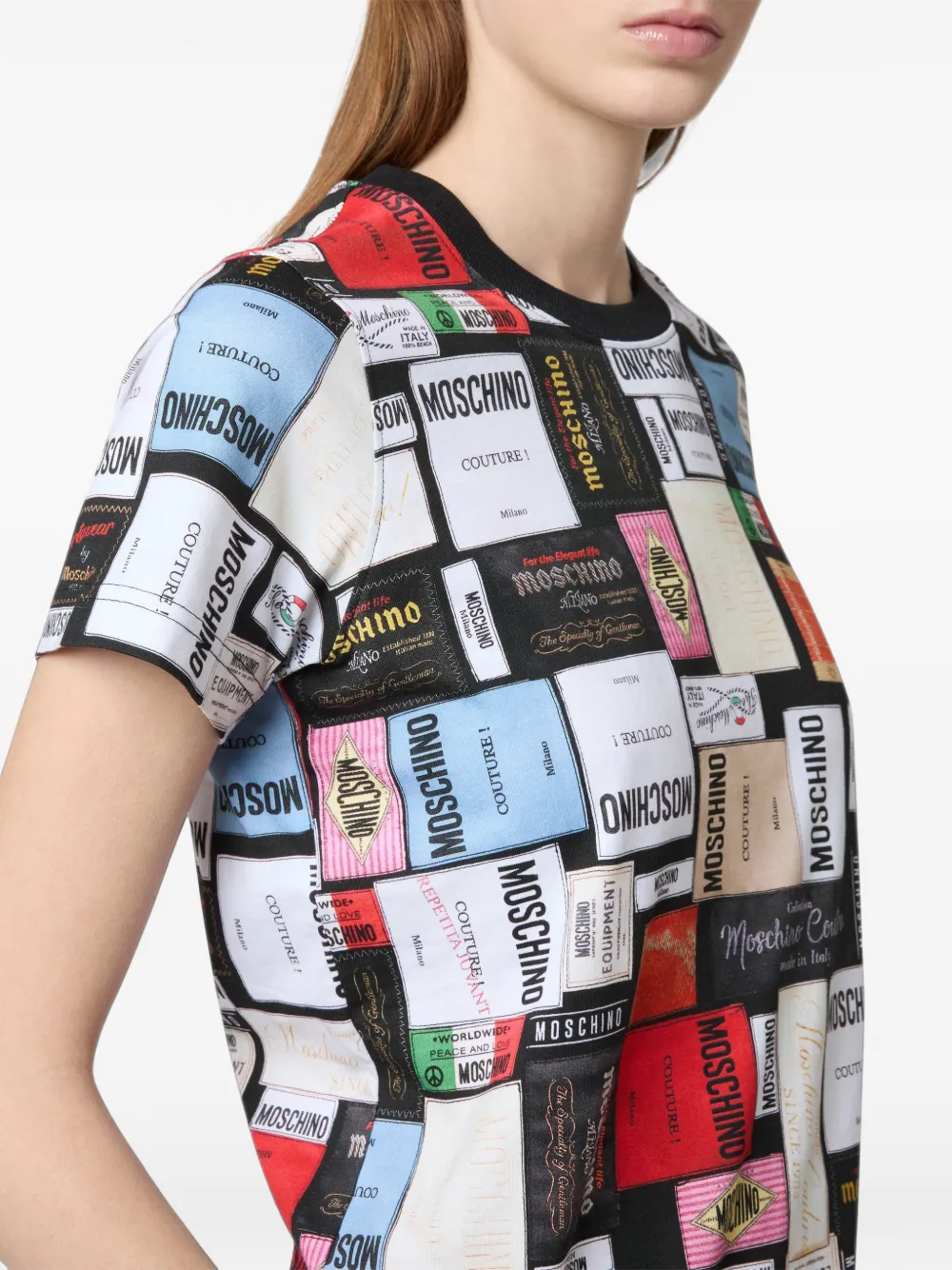 Moschino T-shirt met logoprint en ronde hals Wit