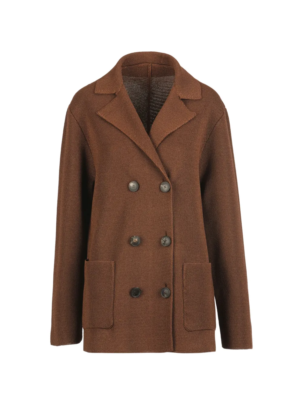 LUISA SPAGNOLI Commissario double-breasted knitted peacoat - Marrone