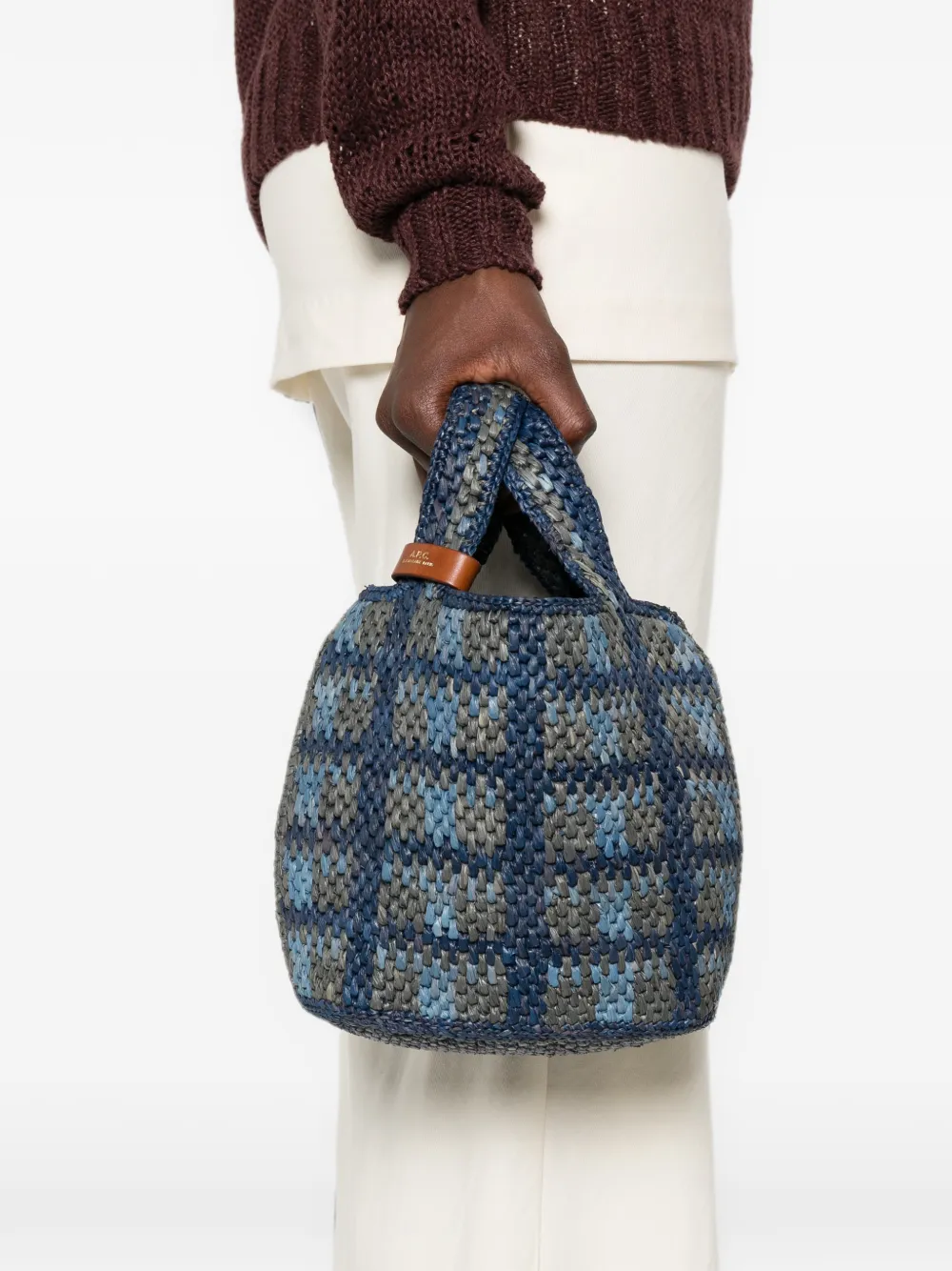 A.P.C. Pecan raffia shopper Blauw