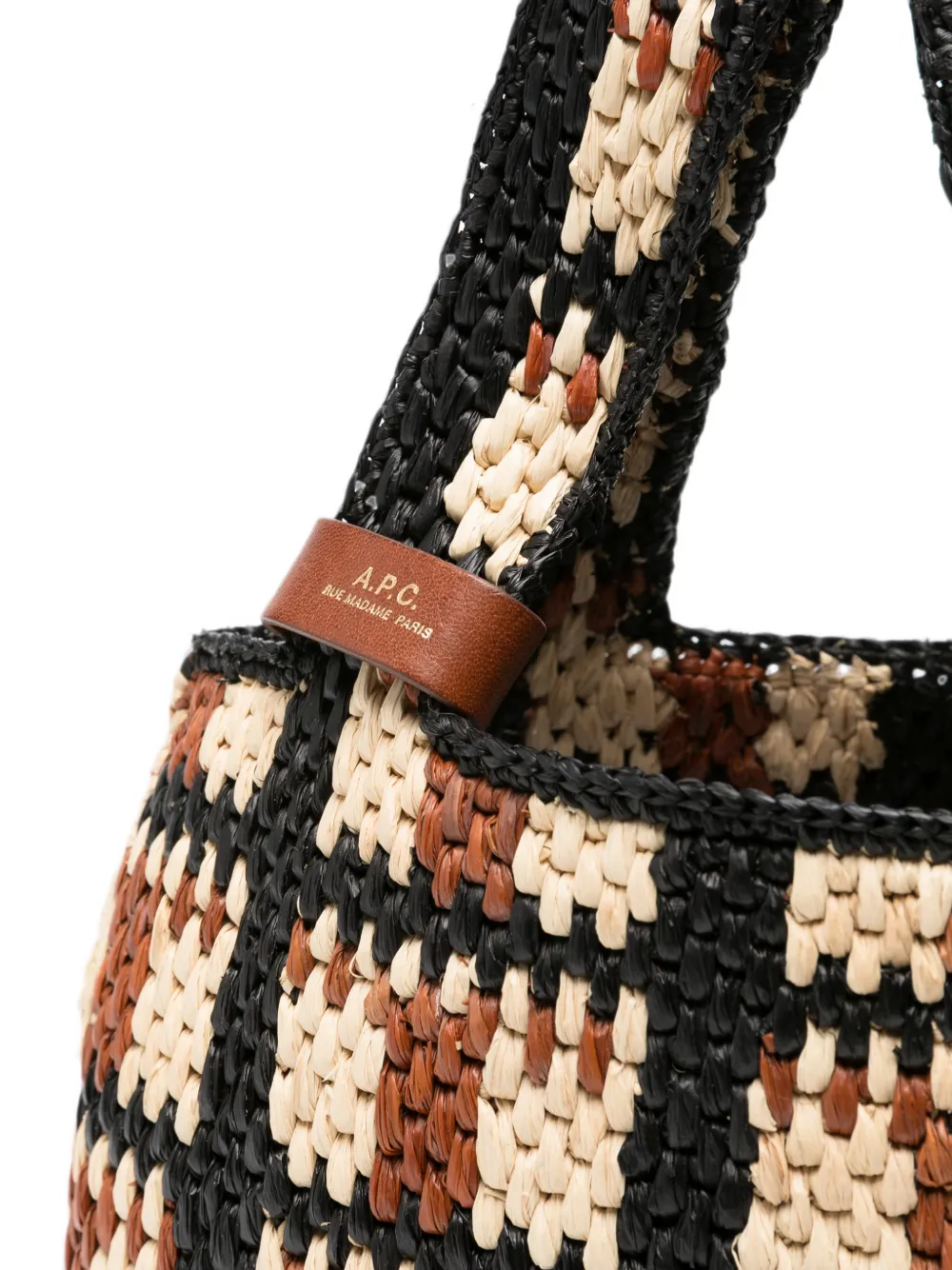 A.P.C. Pecan raffia shopper Zwart