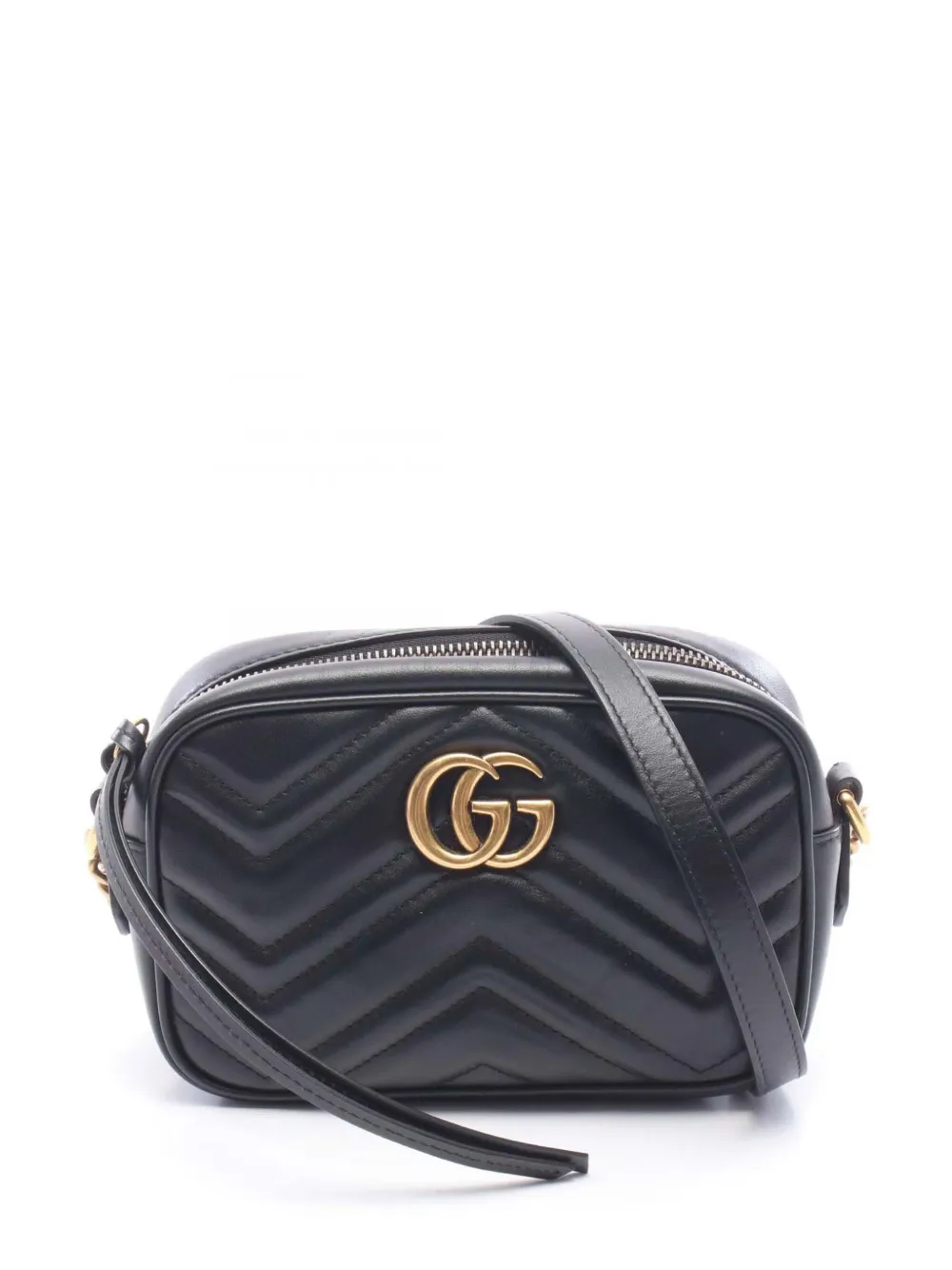 Gucci Pre-Owned 2016-2026 Mini GG Marmont Matelasse Leather crossbody bag - Nero