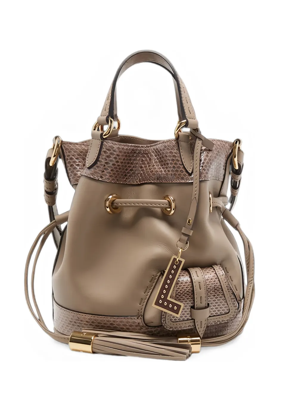 Lancel snakeskin-effect panelled bucket bag - Toni neutri