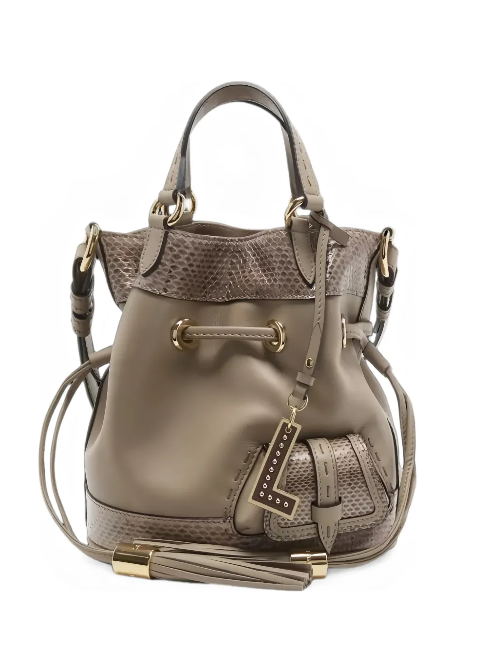 Lancel snakeskin-effect panelled bucket bag - Toni neutri