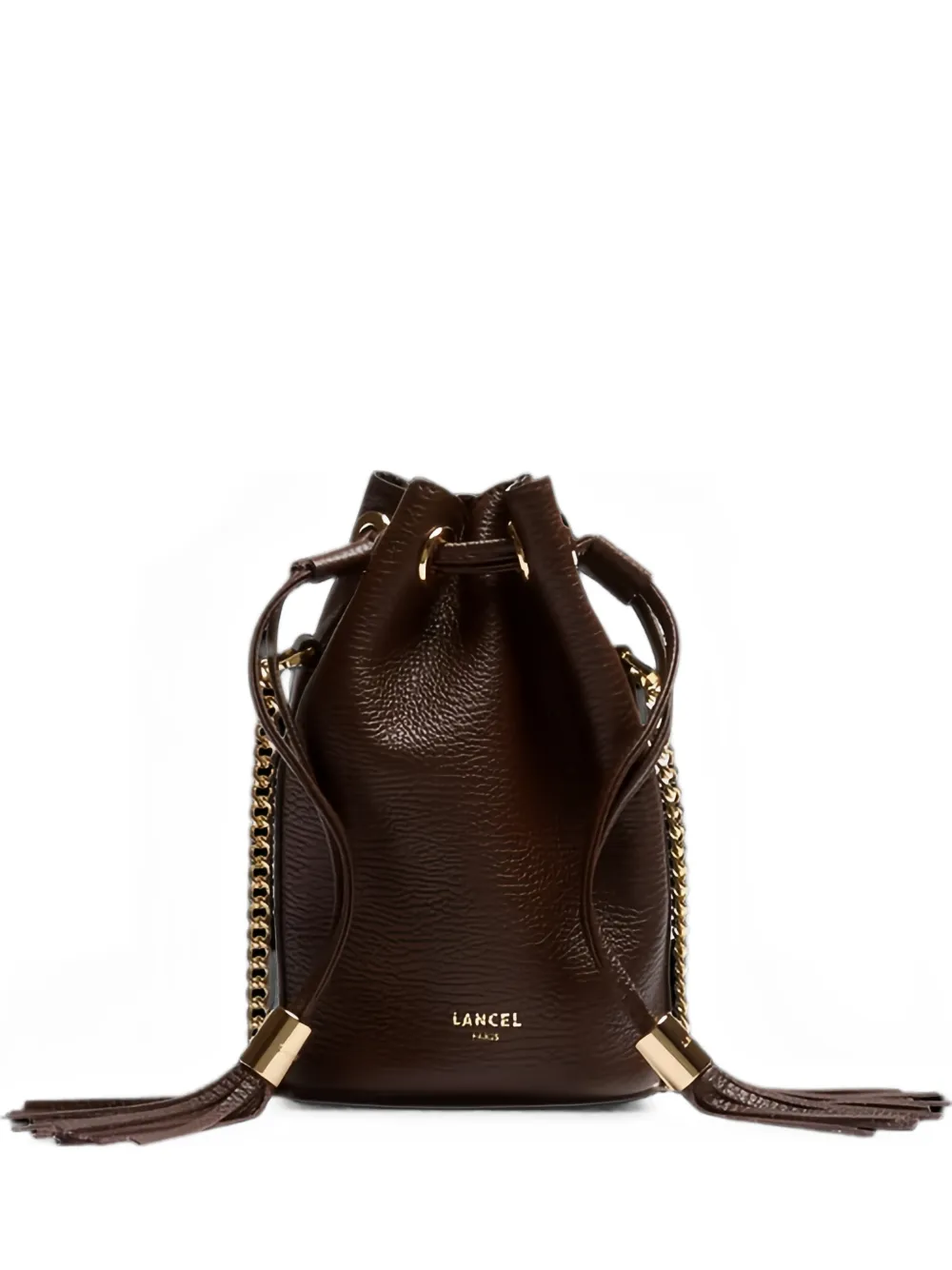 Lancel tassel-embellished chain-link bucket bag - Marrone