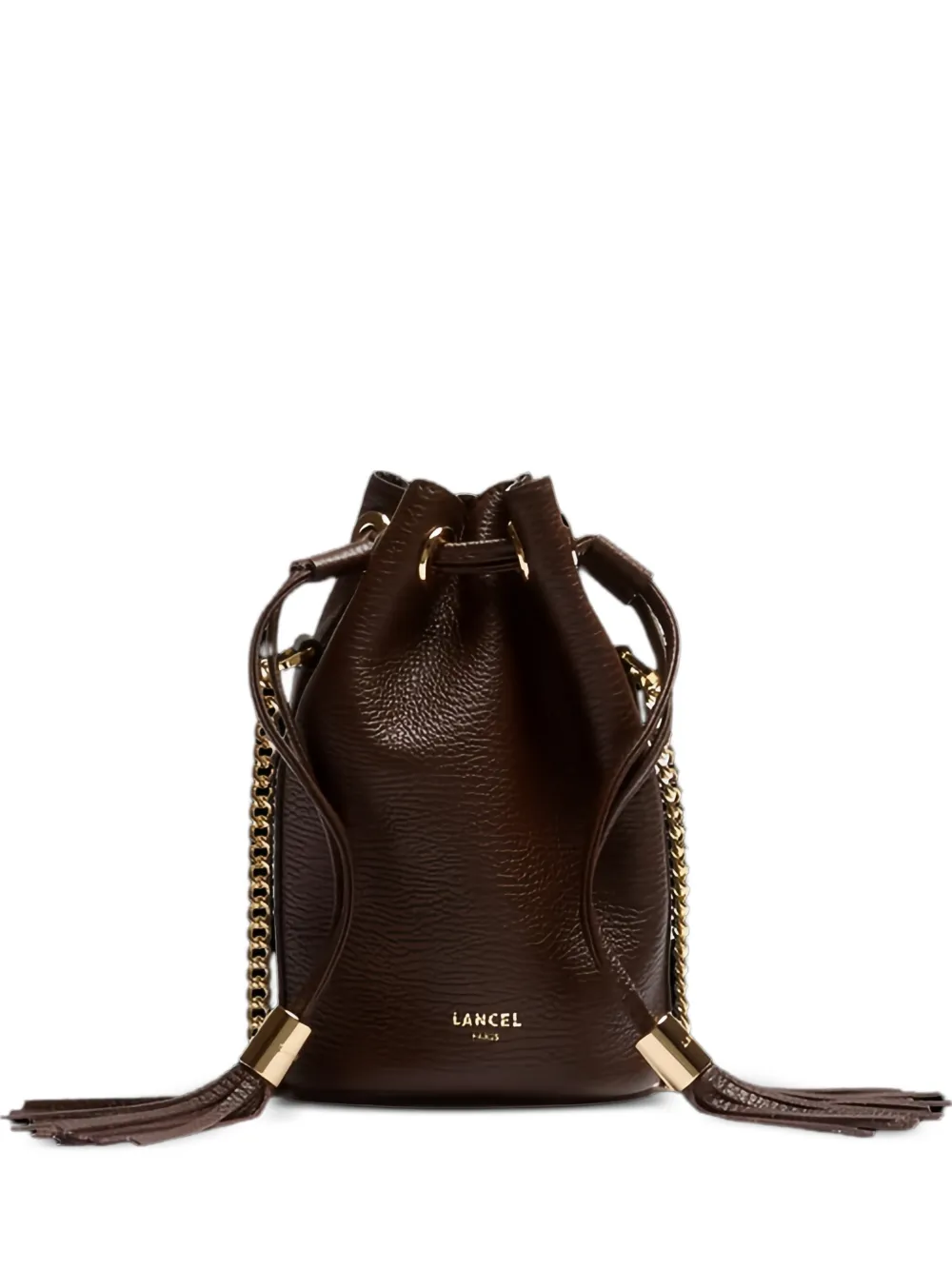 Lancel tassel-embellished chain-link bucket bag - Marrone