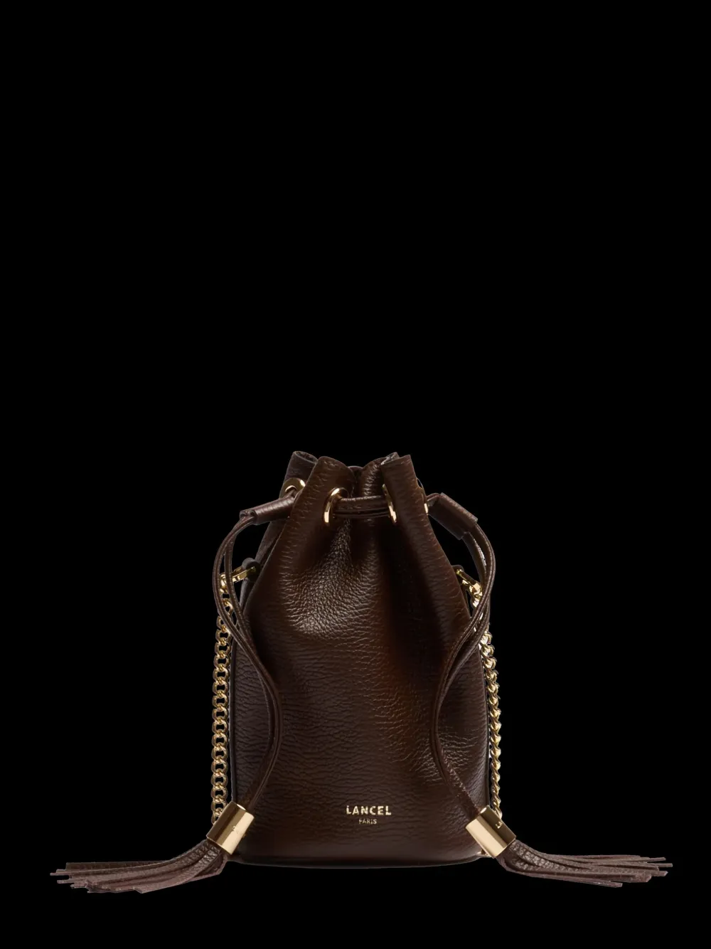 Lancel tassel-embellished chain-link bucket bag - Marrone