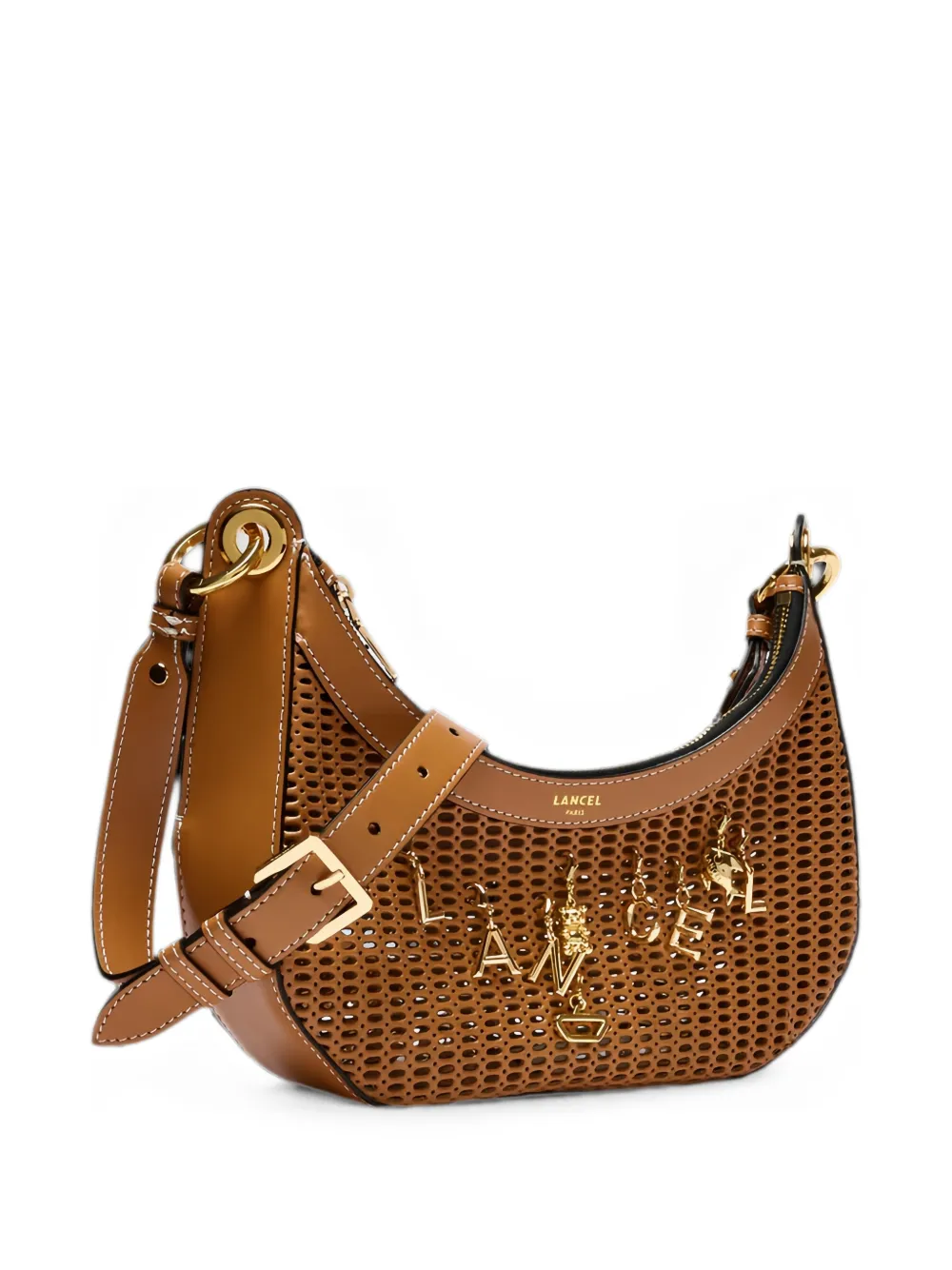 Lancel M Croisette schoudertas verfraaid met bedel Bruin